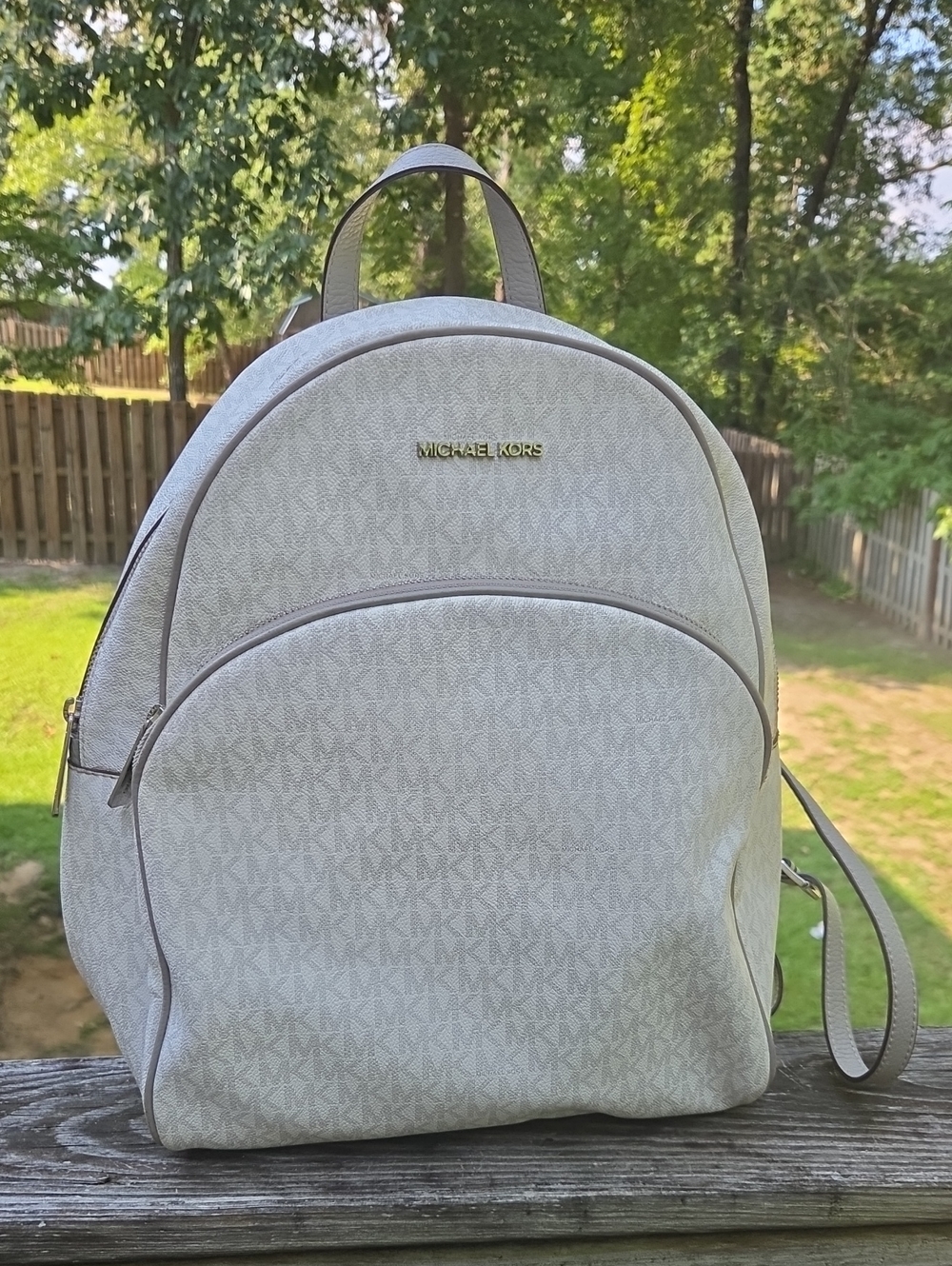 Michael Kors Cream Logo-Print Backpack